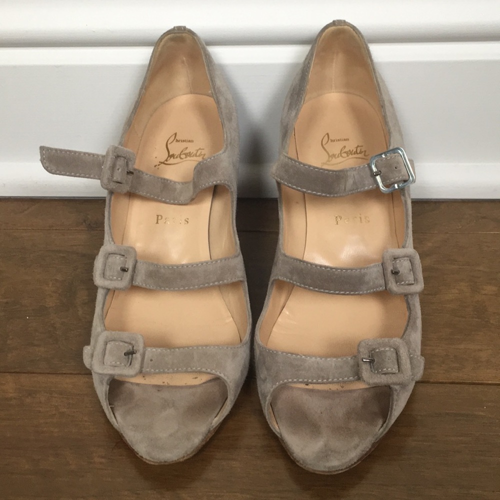CHRISTIAN LOUBOUTIN strappy suede wedges